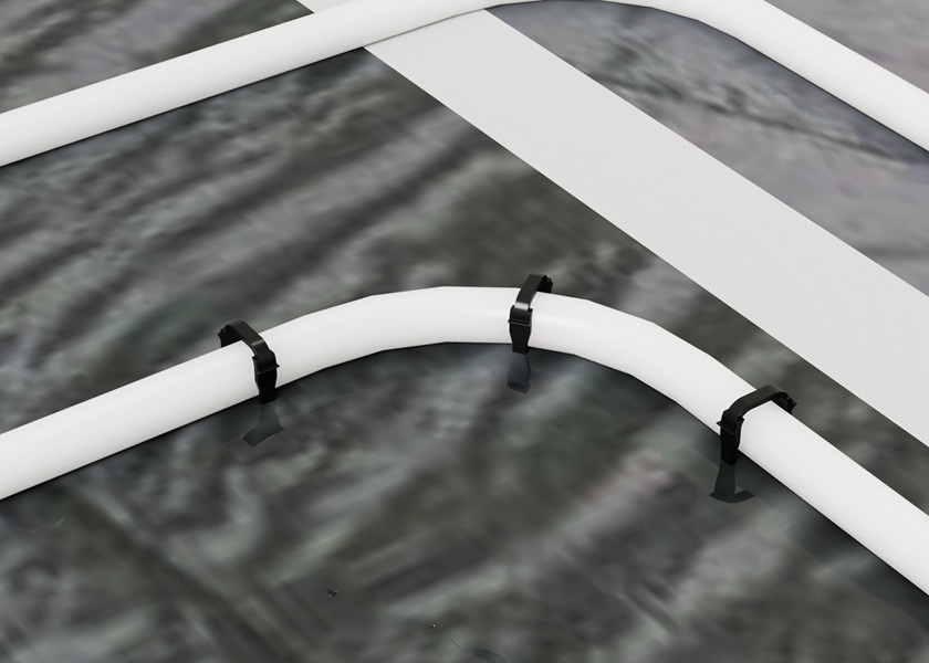 Teplovodný systém pre poterové podlahy